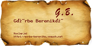 Görbe Bereniké névjegykártya
